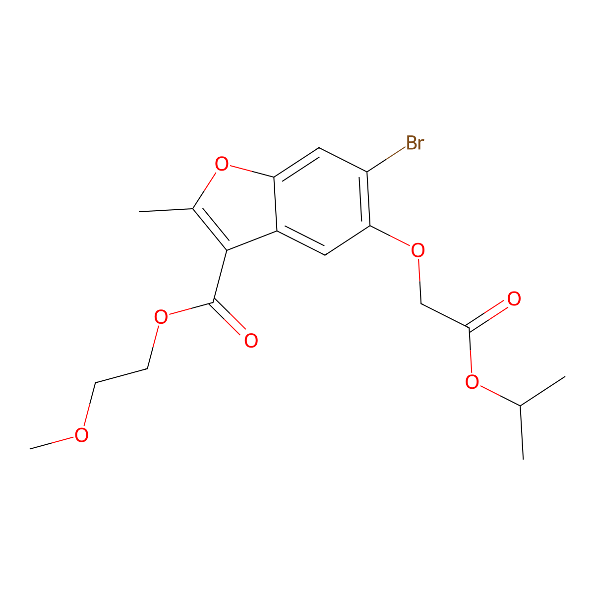 2-Methoxyethyl 6-bromo-5-(2-isopropoxy-2-oxoethoxy)-2-methylbenzofuran-3-carboxylate molecular structure, CAS 384361-37-9