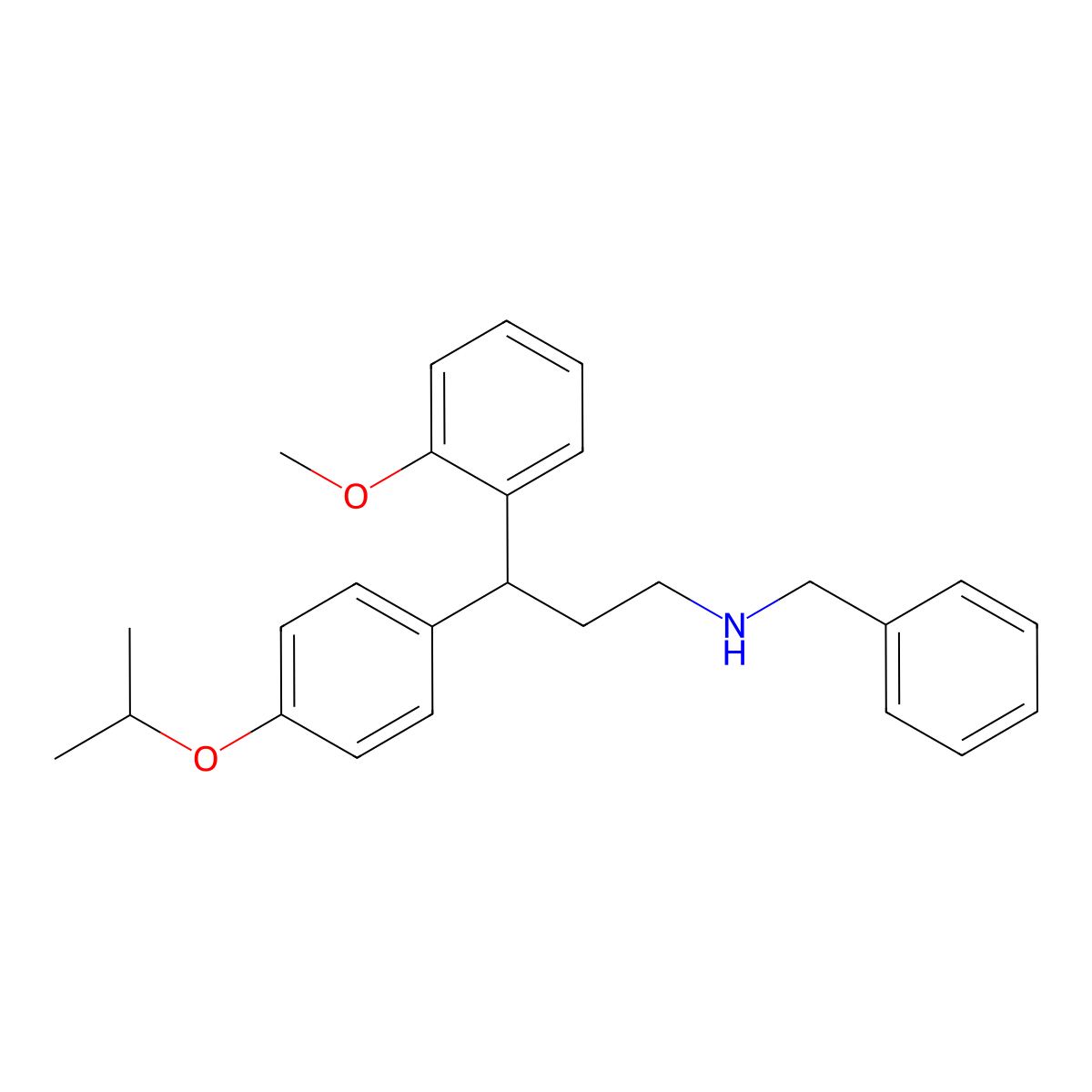 N-benzyl-3-(2-methoxyphenyl)-3-(4-propan-2-yloxyphenyl)propan-1-amine molecular structure, CAS 384361-48-2