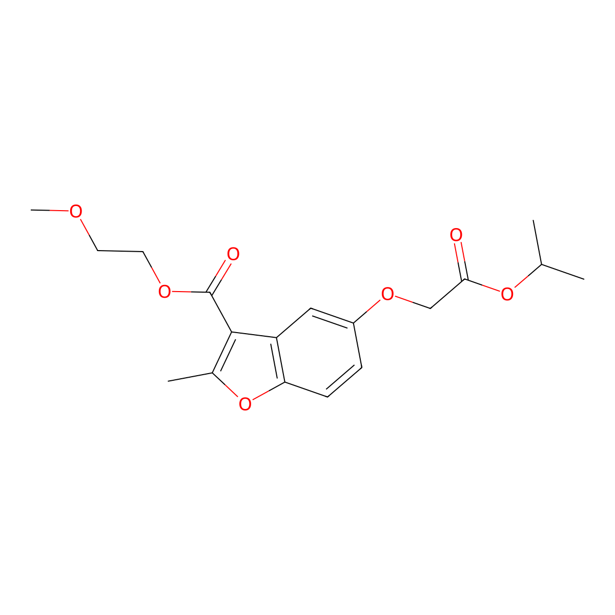 2-Methoxyethyl 5-(2-isopropoxy-2-oxoethoxy)-2-methylbenzofuran-3-carboxylate molecular structure, CAS 384361-70-0