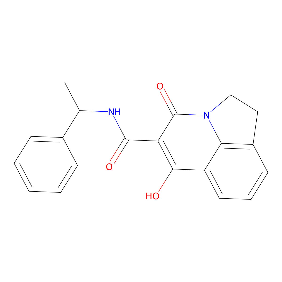 6-hydroxy-4-oxo-N-(1-phenylethyl)-1,2-dihydro-4H-pyrrolo[3,2,1-ij]quinoline-5-carboxamide molecular structure, CAS 384361-71-1