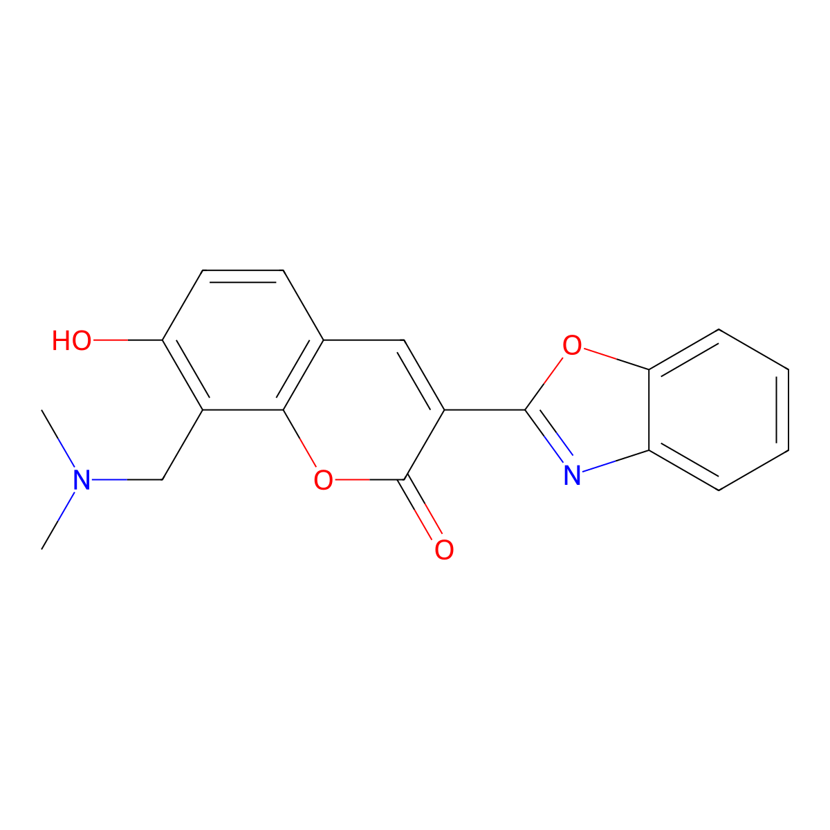 3-(1,3-benzoxazol-2-yl)-8-[(dimethylamino)methyl]-7-hydroxy-2H-chromen-2-one molecular structure, CAS 384361-76-6