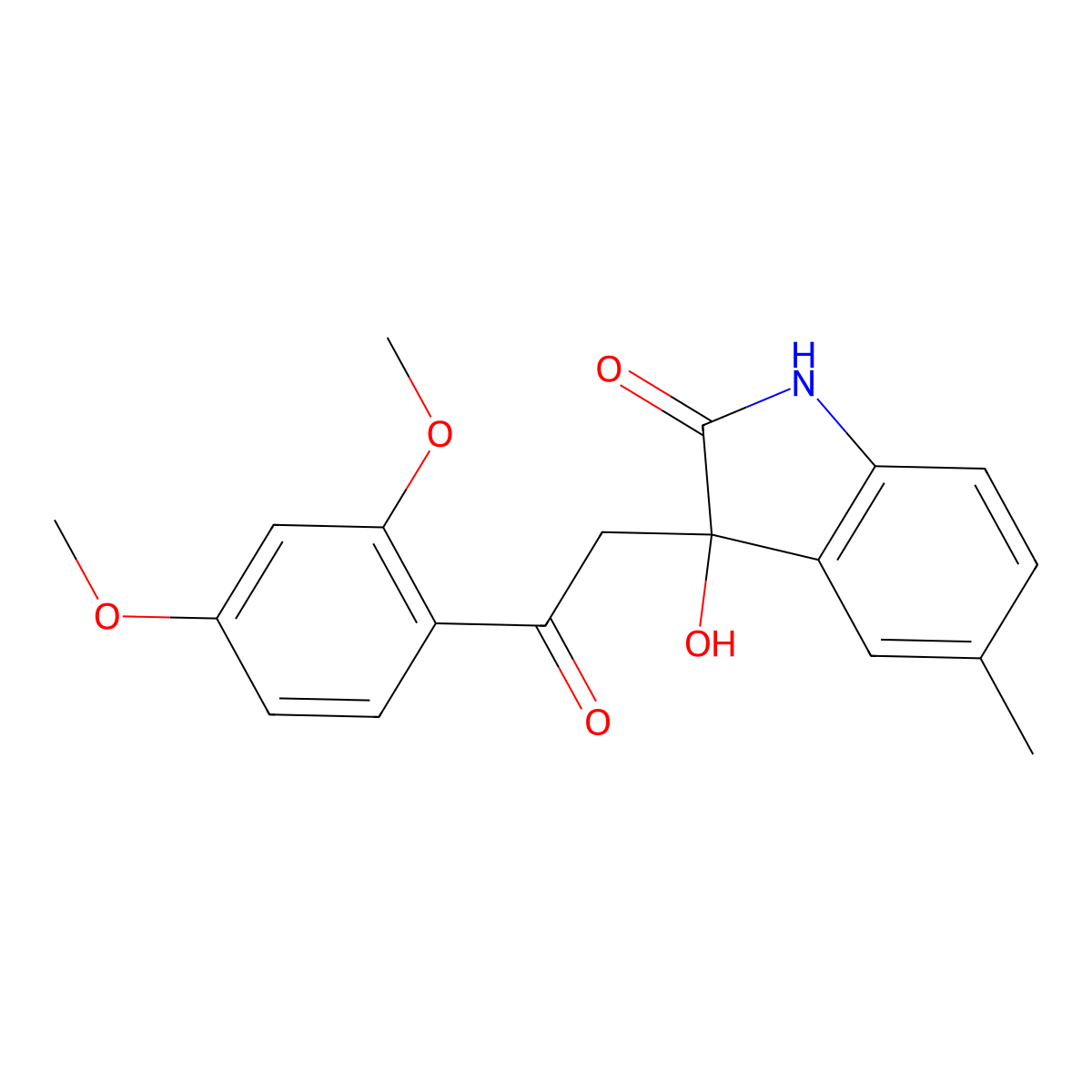3-[2-(2,4-dimethoxyphenyl)-2-oxoethyl]-3-hydroxy-5-methyl-1,3-dihydro-2H-indol-2-one molecular structure, CAS 384362-10-1