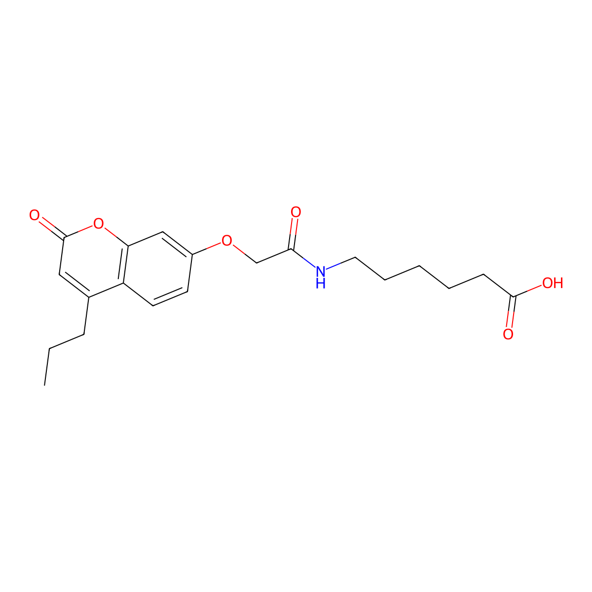 6-({[(2-oxo-4-propyl-2H-chromen-7-yl)oxy]acetyl}amino)hexanoic acid molecular structure, CAS 384362-14-5