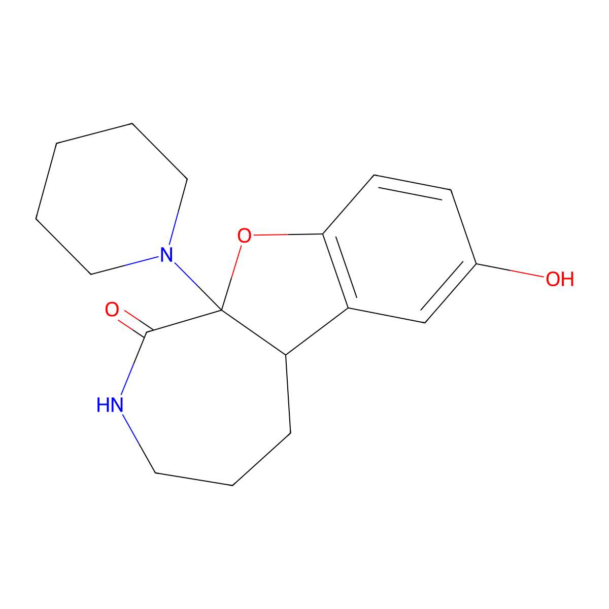2,3,4,5,5a,10a-Hexahydro-7-hydroxy-10a-1-piperidinyl-1H-benzofuro(2,3-c)azepin-1-one molecular structure, CAS 384362-66-7