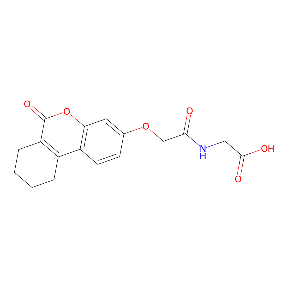 N-{[(6-oxo-7,8,9,10-tetrahydro-6H-benzo[c]chromen-3-yl)oxy]acetyl}glycine molecular structure, CAS 384362-68-9
