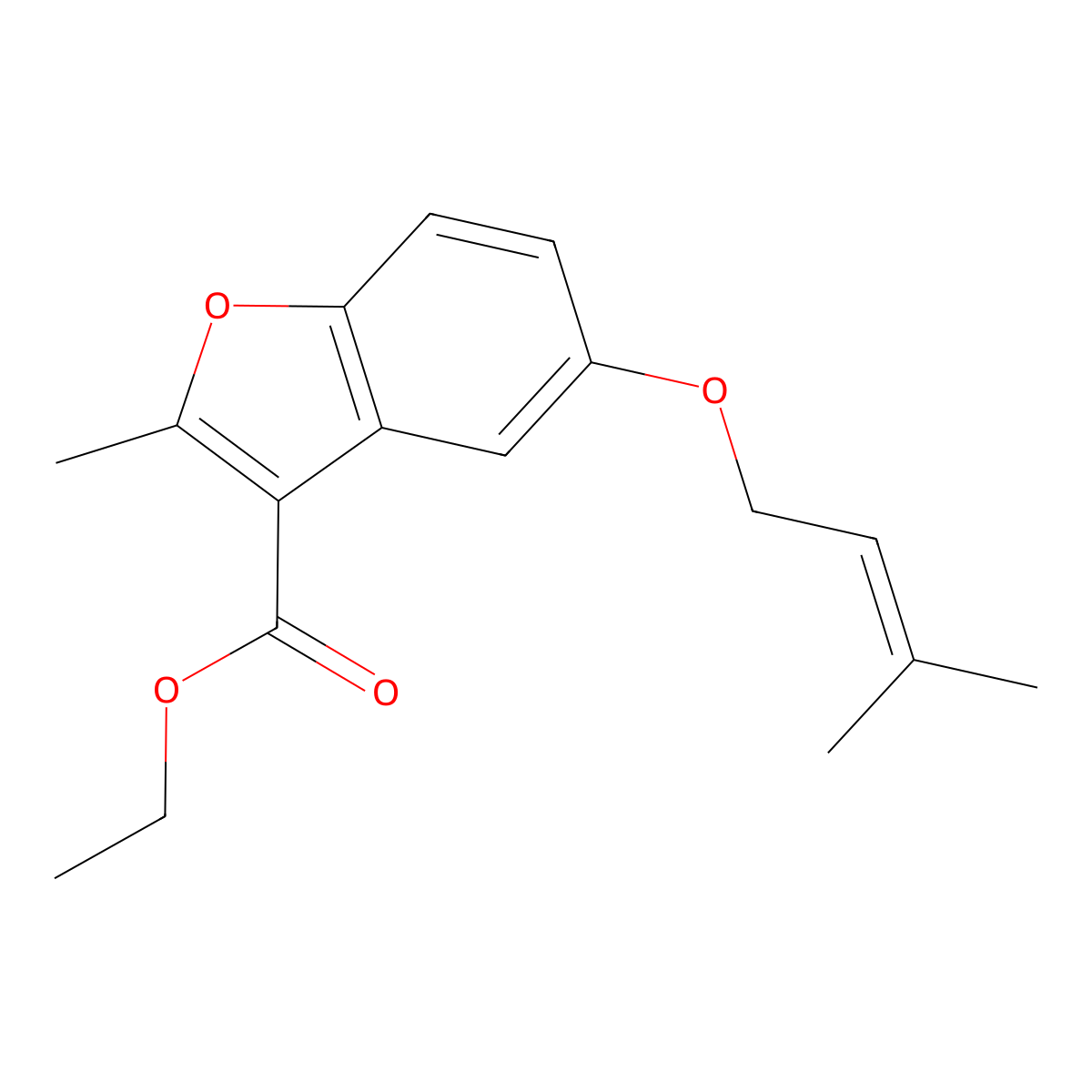 Ethyl 2-methyl-5-[(3-methylbut-2-EN-1-YL)oxy]-1-benzofuran-3-carboxylate molecular structure, CAS 384362-70-3