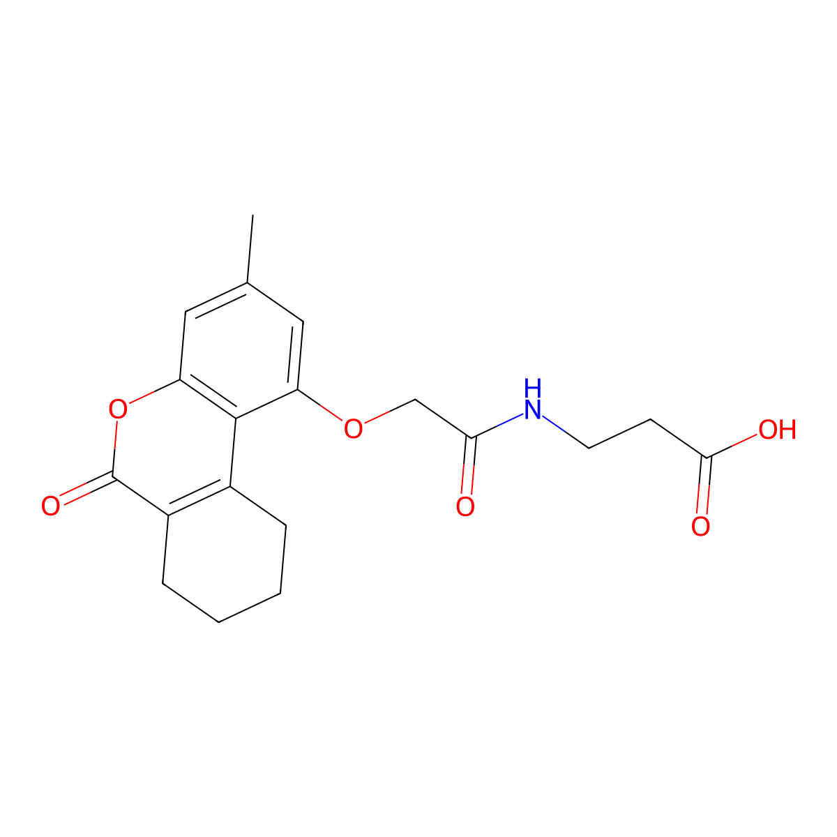 N-{[(3-methyl-6-oxo-7,8,9,10-tetrahydro-6H-benzo[c]chromen-1-yl)oxy]acetyl}-beta-alanine molecular structure, CAS 384362-72-5