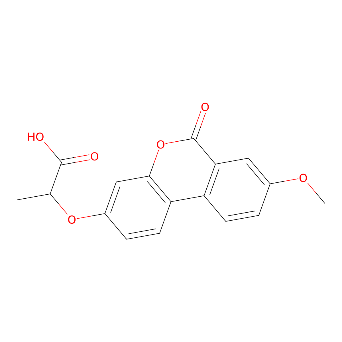 2-[(8-methoxy-6-oxo-6H-benzo[c]chromen-3-yl)oxy]propanoic acid molecular structure, CAS 384362-80-5
