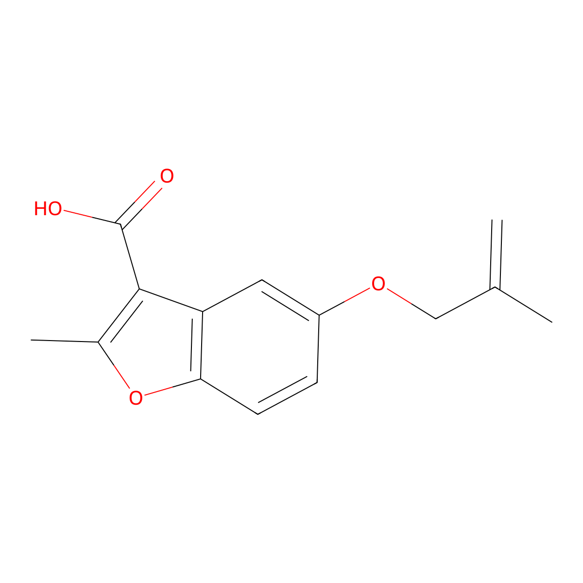 2-Methyl-5-((2-methylallyl)oxy)benzofuran-3-carboxylic acid molecular structure, CAS 384362-88-3