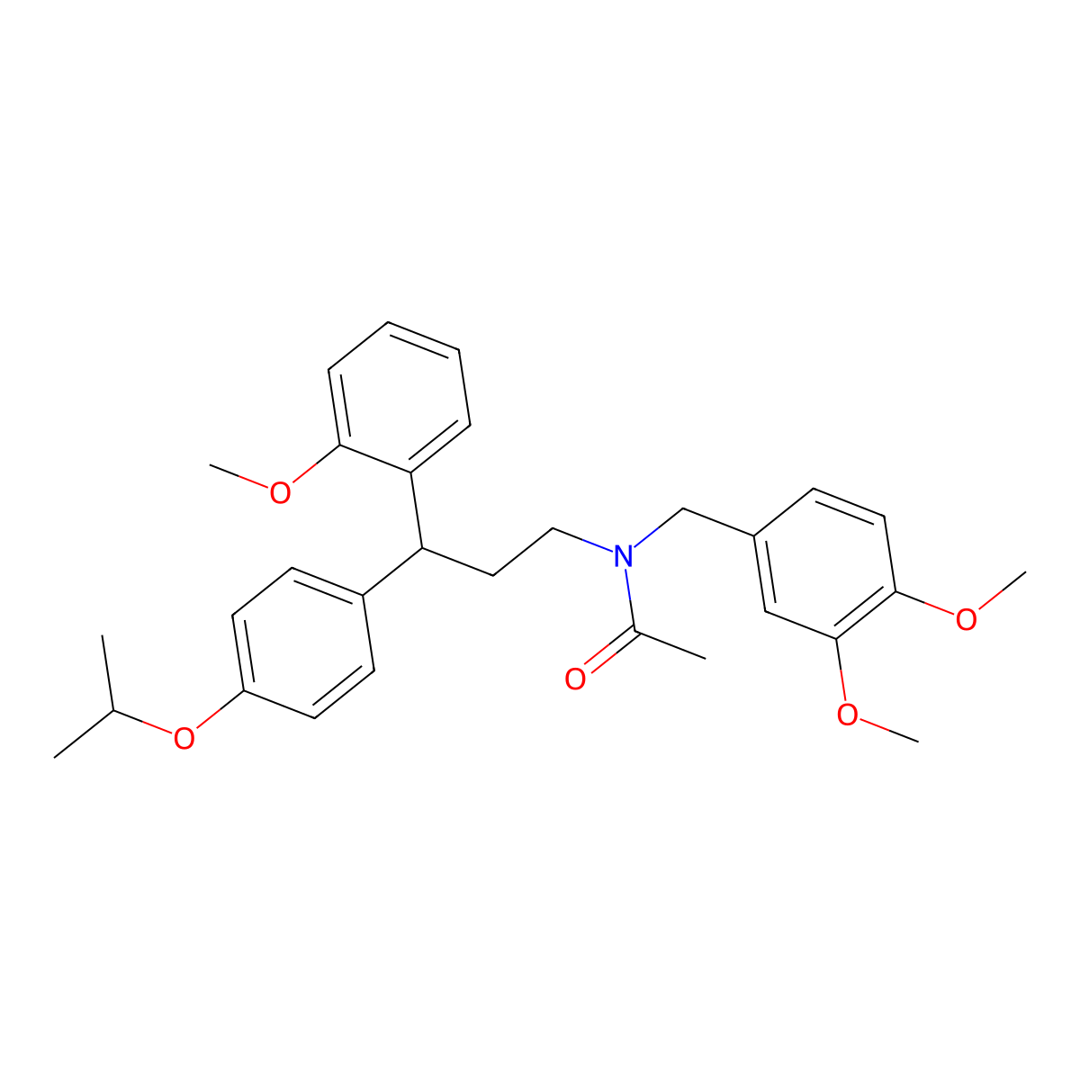 N-[(3,4-dimethoxyphenyl)methyl]-N-[3-(2-methoxyphenyl)-3-(4-propan-2-yloxyphenyl)propyl]acetamide molecular structure, CAS 384362-96-3