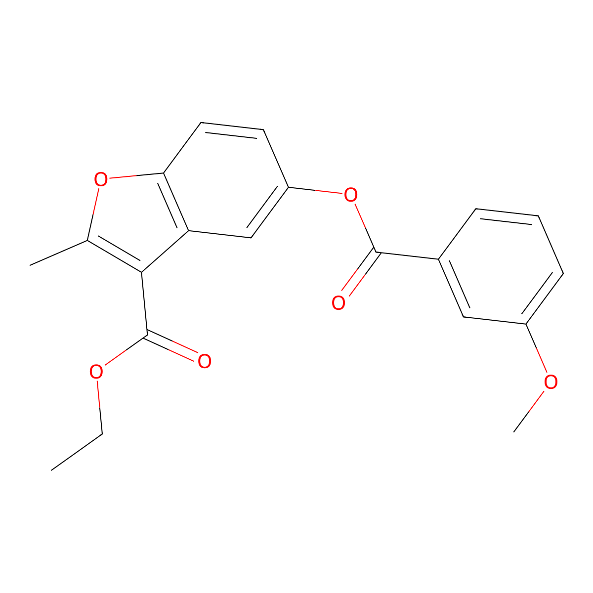 Ethyl 5-(3-methoxybenzoyloxy)-2-methyl-1-benzofuran-3-carboxylate molecular structure, CAS 384363-23-9