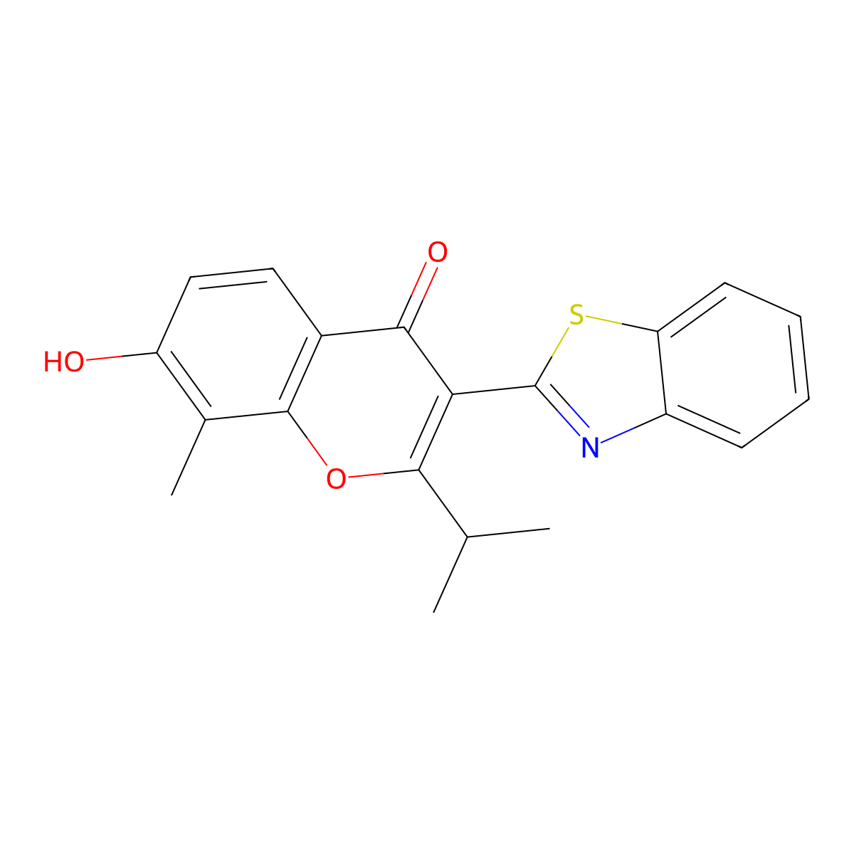 3-(benzo[d]thiazol-2-yl)-7-hydroxy-2-isopropyl-8-methyl-4H-chromen-4-one molecular structure, CAS 384363-55-7