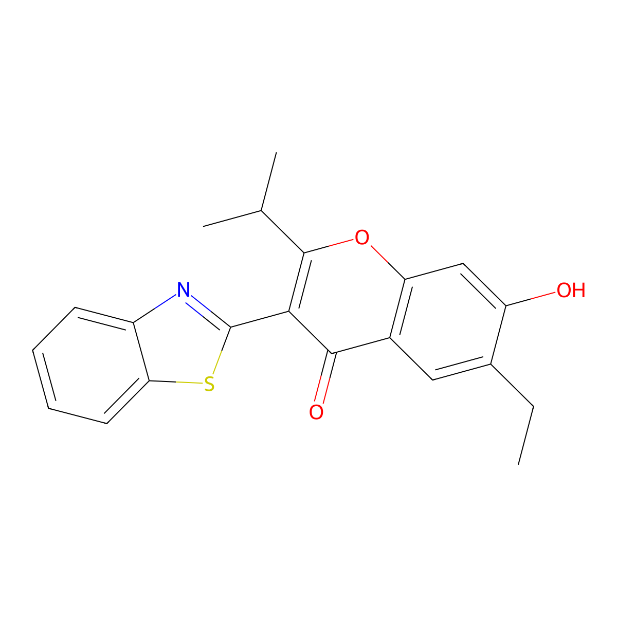 3-(1,3-benzothiazol-2-yl)-6-ethyl-7-hydroxy-2-(propan-2-yl)-4H-chromen-4-one molecular structure, CAS 384363-69-3