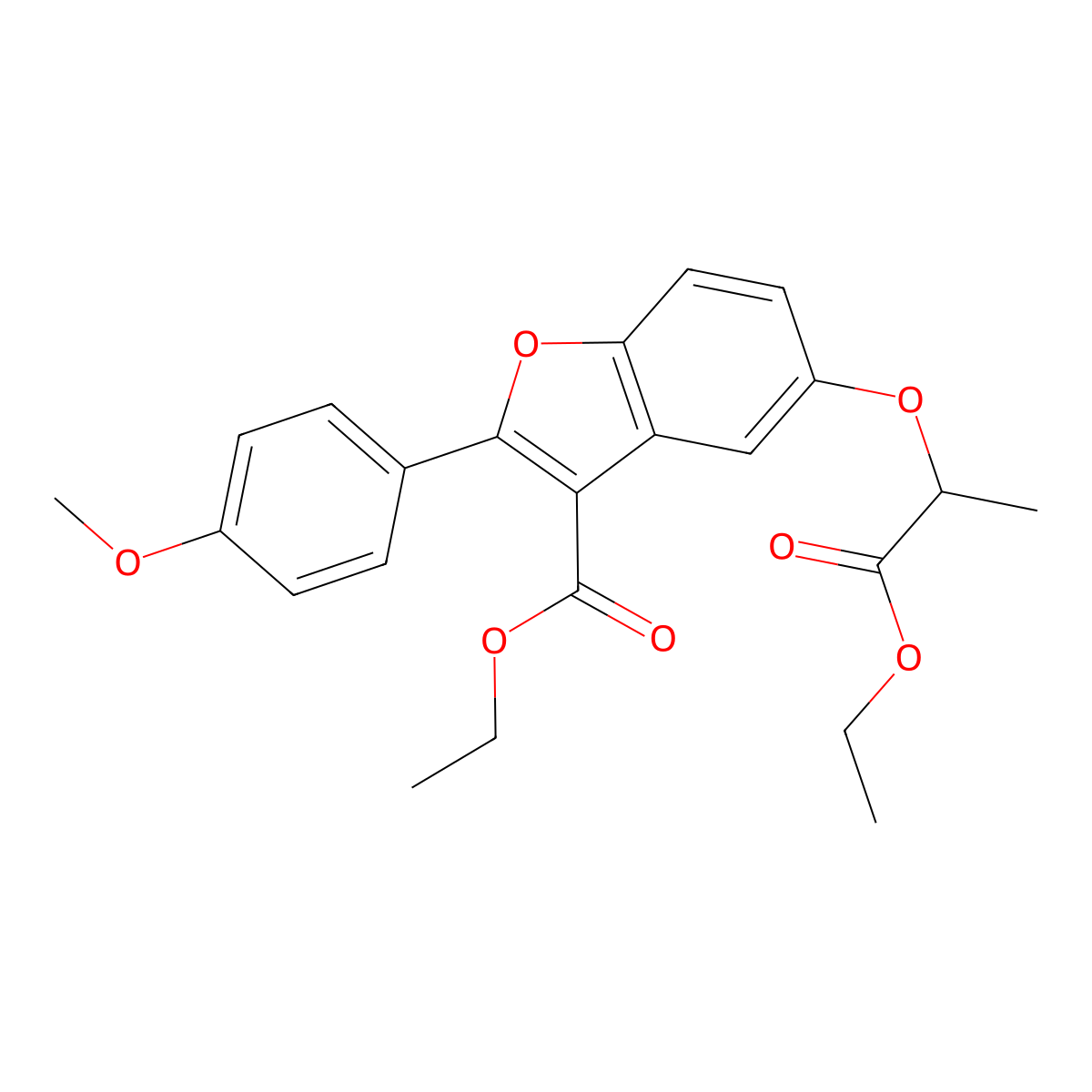 Ethyl 5-((1-ethoxy-1-oxopropan-2-yl)oxy)-2-(4-methoxyphenyl)benzofuran-3-carboxylate molecular structure, CAS 384363-79-5