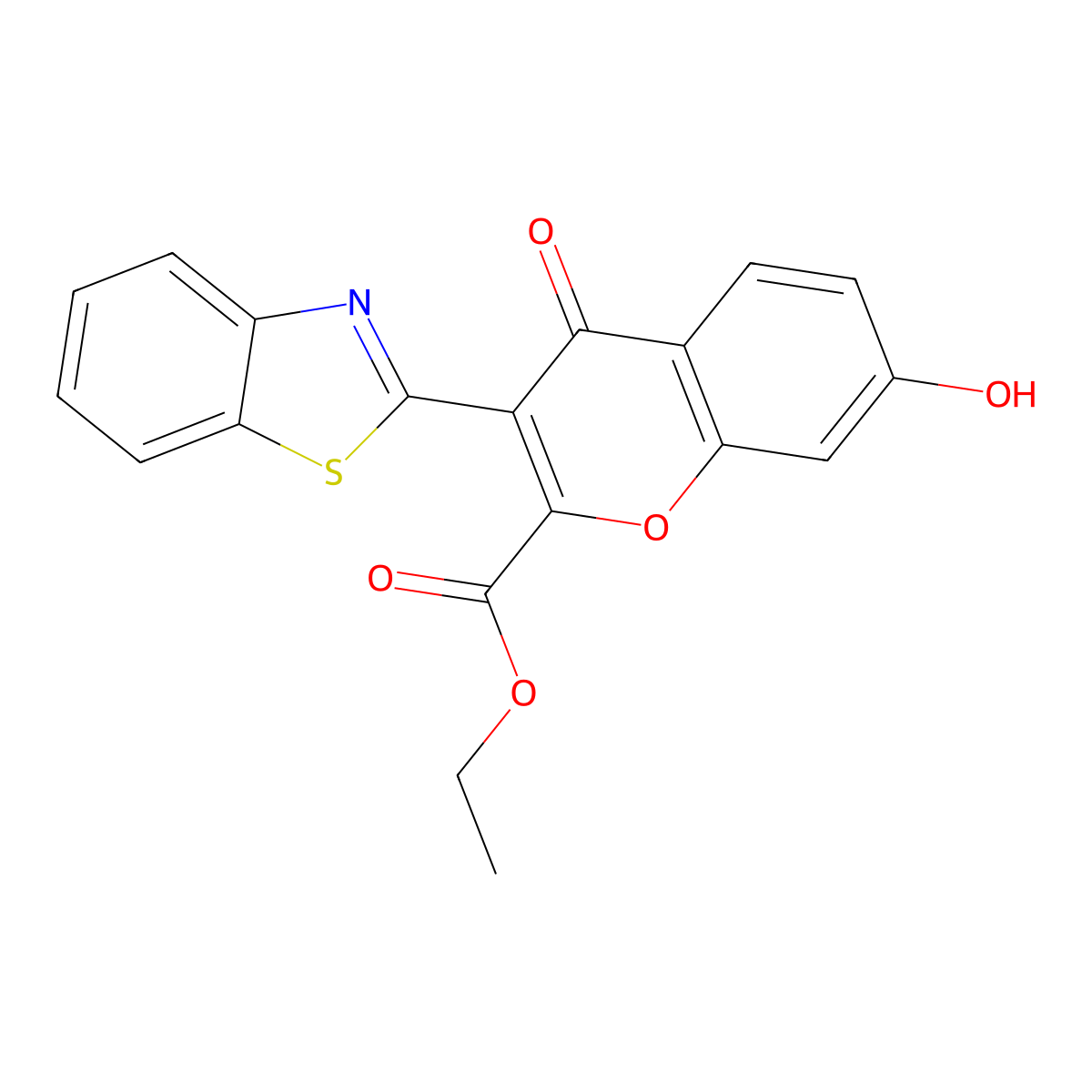 Ethyl 3-(1,3-benzothiazol-2-yl)-7-hydroxy-4-oxochromene-2-carboxylate molecular structure, CAS 384363-98-8