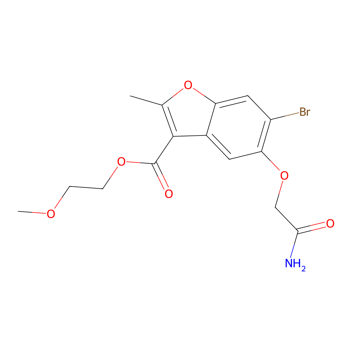 2-Methoxyethyl 5-(2-amino-2-oxoethoxy)-6-bromo-2-methyl-1-benzofuran-3-carboxylate molecular structure, CAS 384364-00-5