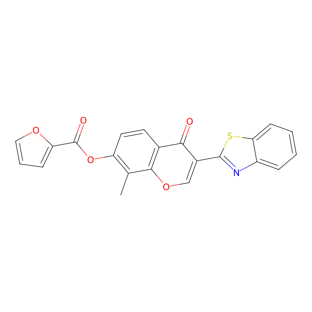 3-(benzo[d]thiazol-2-yl)-8-methyl-4-oxo-4H-chromen-7-yl furan-2-carboxylate molecular structure, CAS 384364-01-6