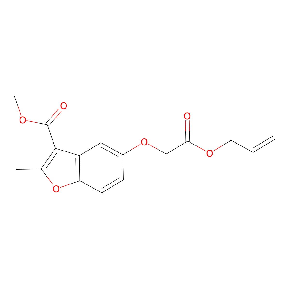 Methyl 2-methyl-5-(2-oxo-2-prop-2-enoxyethoxy)-1-benzofuran-3-carboxylate molecular structure, CAS 384364-13-0