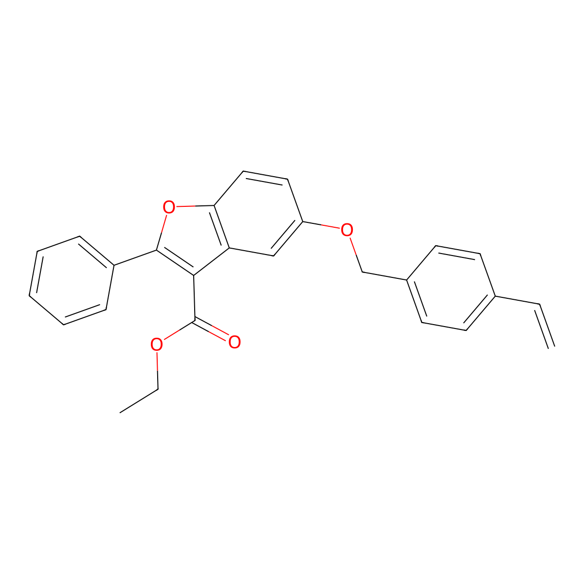 Ethyl 2-phenyl-5-((4-vinylbenzyl)oxy)benzofuran-3-carboxylate molecular structure, CAS 384364-37-8