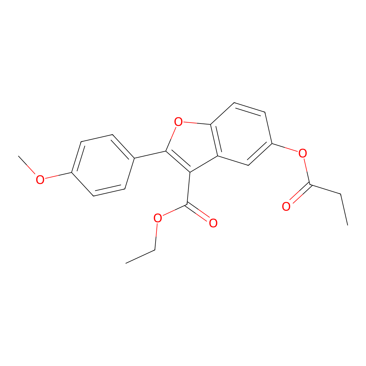 Ethyl 2-(4-methoxyphenyl)-5-(propanoyloxy)-1-benzofuran-3-carboxylate molecular structure, CAS 384364-39-0