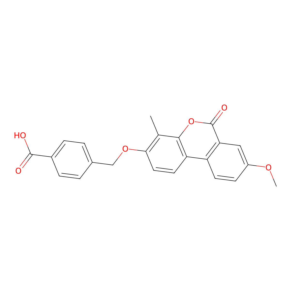 4-[(8-Methoxy-4-methyl-6-oxobenzo[c]chromen-3-yl)oxymethyl]benzoic acid molecular structure, CAS 384364-48-1
