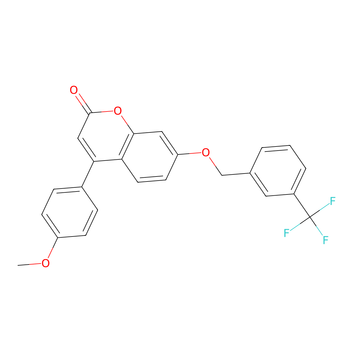 4-(4-methoxyphenyl)-7-{[3-(trifluoromethyl)benzyl]oxy}-2H-chromen-2-one molecular structure, CAS 384364-57-2