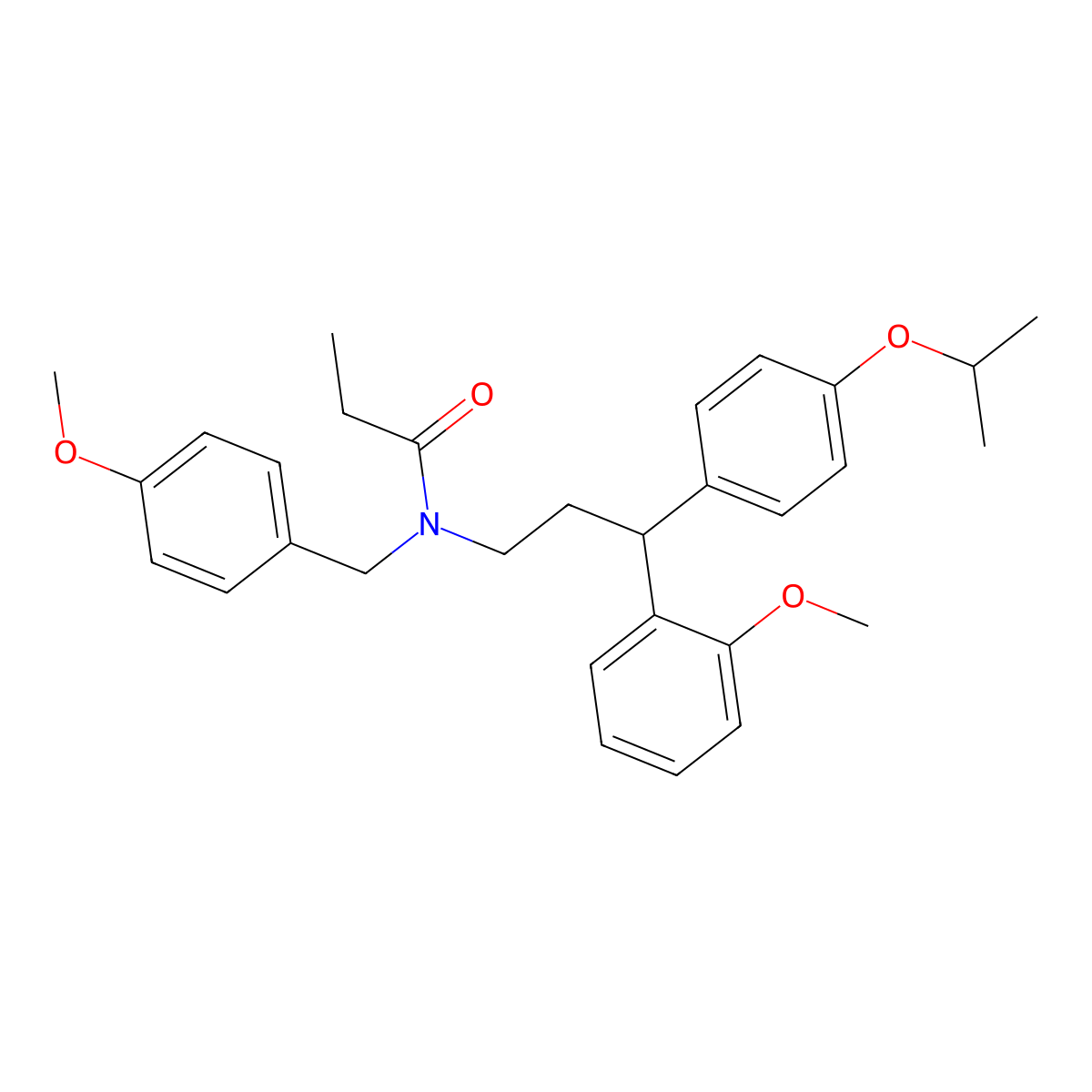 N-[(4-methoxyphenyl)methyl]-N-[3-(2-methoxyphenyl)-3-(4-propan-2-yloxyphenyl)propyl]propanamide molecular structure, CAS 384364-60-7