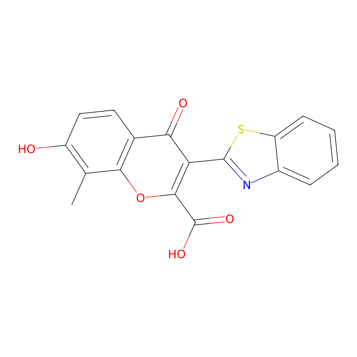3-(1,3-benzothiazol-2-yl)-7-hydroxy-8-methyl-4-oxo-4H-chromene-2-carboxylic acid molecular structure, CAS 384364-63-0