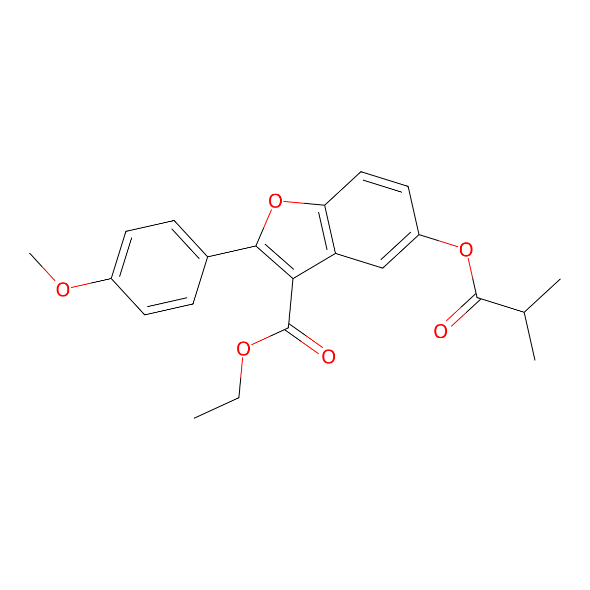 Ethyl 2-(4-methoxyphenyl)-5-[(2-methylpropanoyl)oxy]-1-benzofuran-3-carboxylate molecular structure, CAS 384364-70-9