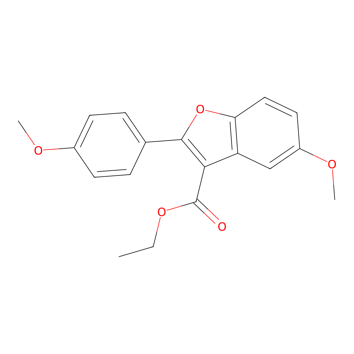 Ethyl 5-methoxy-2-(4-methoxyphenyl)-1-benzofuran-3-carboxylate molecular structure, CAS 384364-81-2