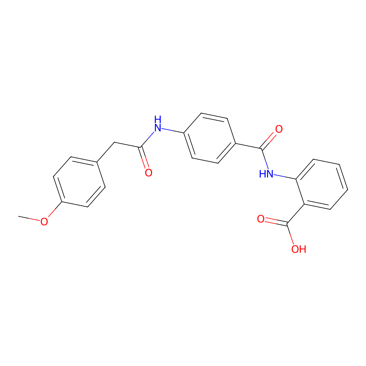 2-{[(4-{[(4-Methoxyphenyl)acetyl]amino}phenyl)carbonyl]amino}benzoic acid molecular structure, CAS 384364-86-7