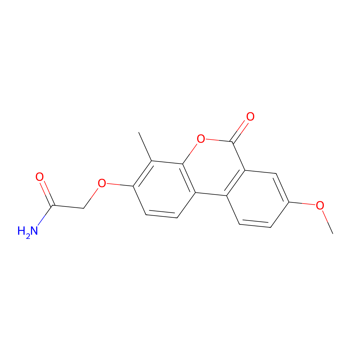 2-[(8-methoxy-4-methyl-6-oxo-6H-benzo[c]chromen-3-yl)oxy]acetamide molecular structure, CAS 384364-94-7