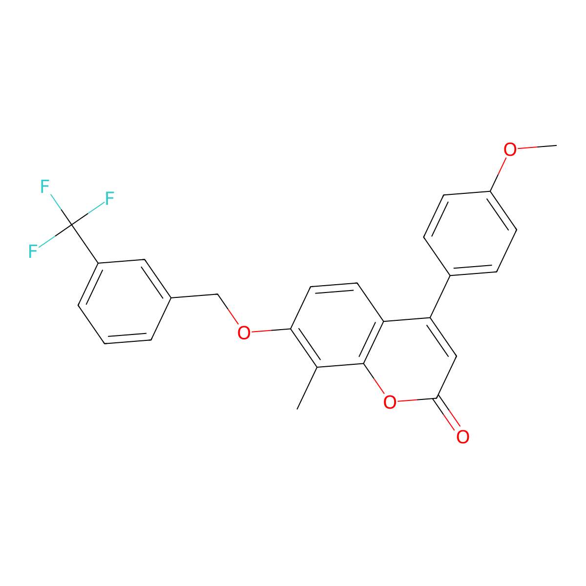 4-(4-methoxyphenyl)-8-methyl-7-{[3-(trifluoromethyl)benzyl]oxy}-2H-chromen-2-one molecular structure, CAS 384364-95-8