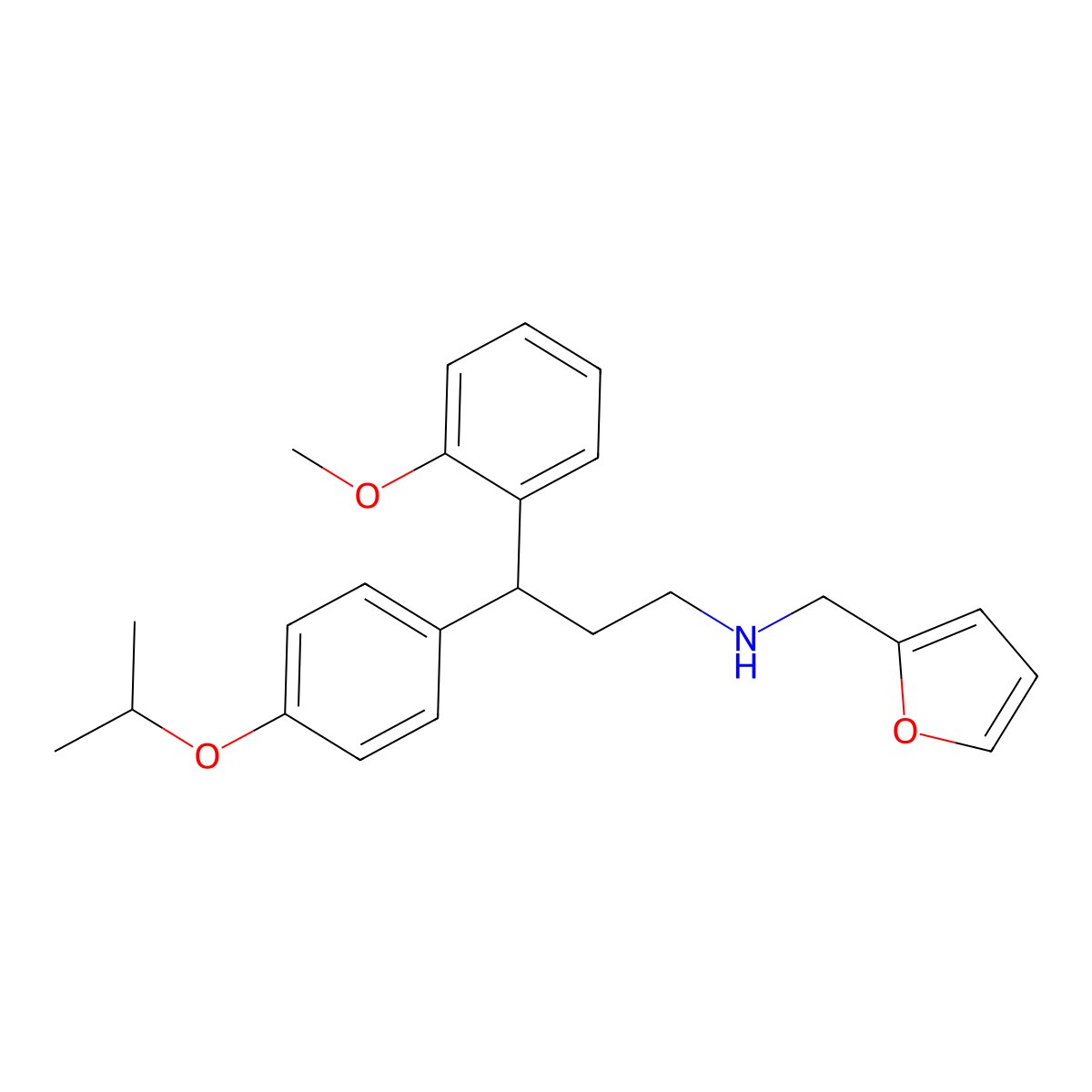 N-(furan-2-ylmethyl)-3-(2-methoxyphenyl)-3-(4-propan-2-yloxyphenyl)propan-1-amine molecular structure, CAS 384365-06-4