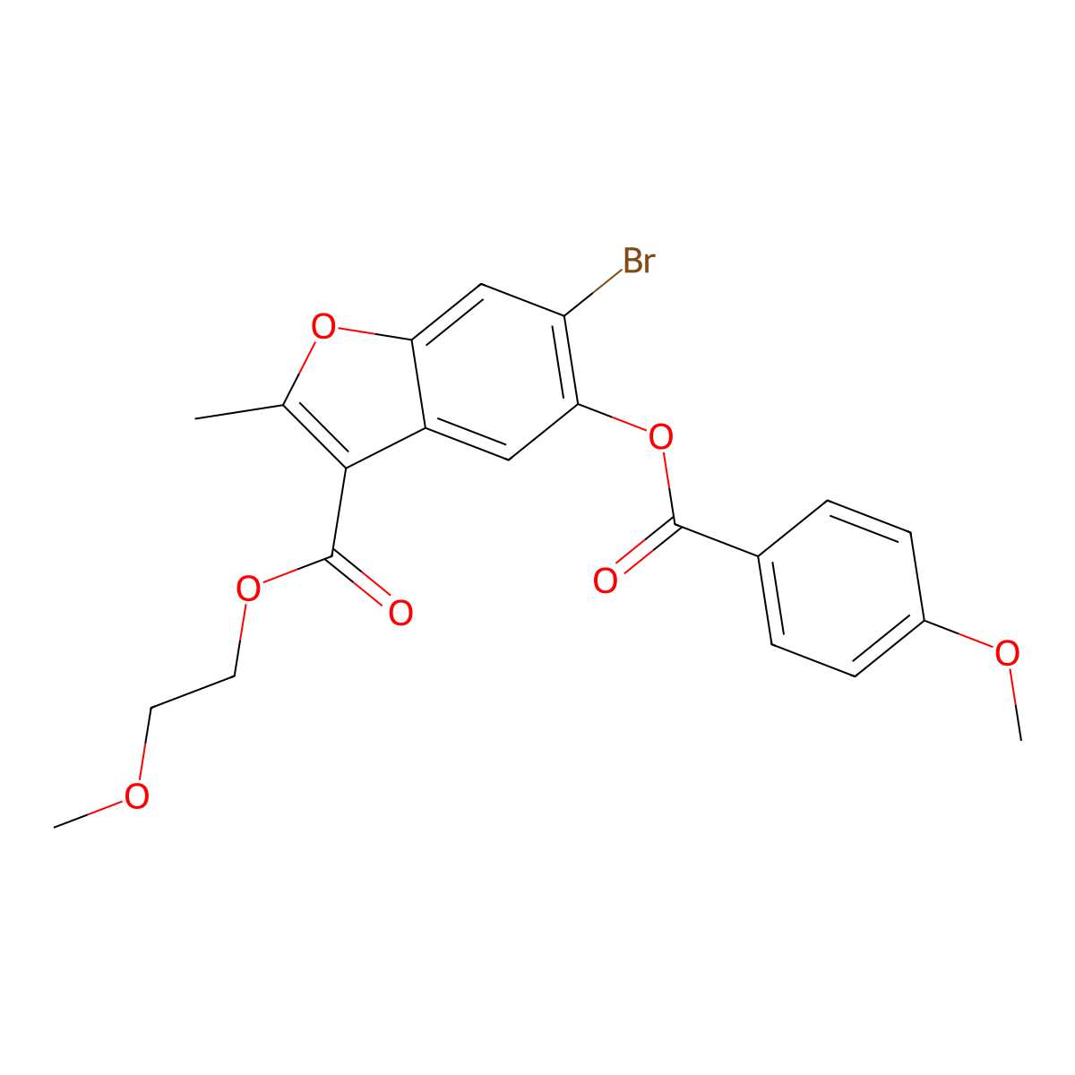 2-Methoxyethyl 6-bromo-5-((4-methoxybenzoyl)oxy)-2-methylbenzofuran-3-carboxylate molecular structure, CAS 384365-10-0