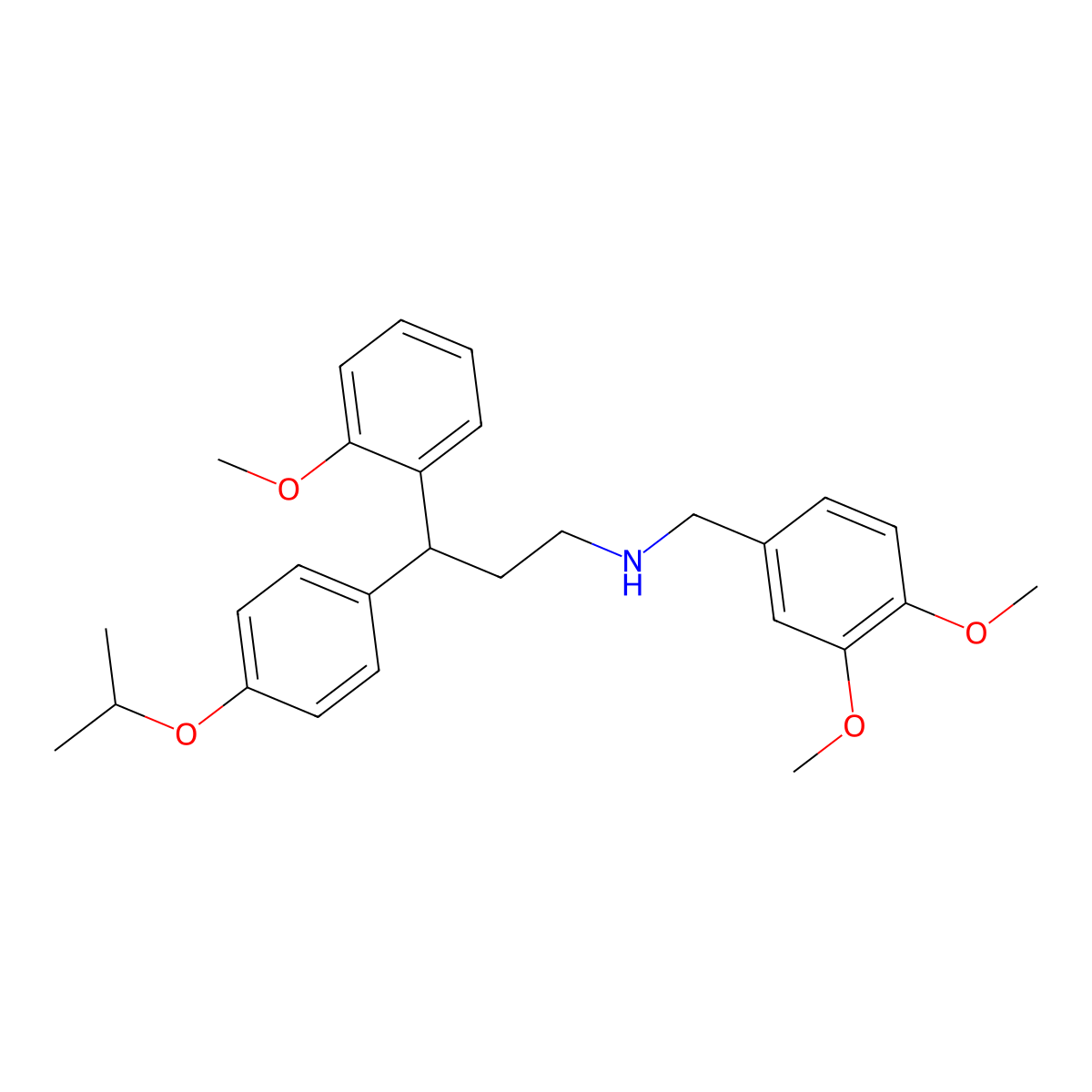 N-[(3,4-dimethoxyphenyl)methyl]-3-(2-methoxyphenyl)-3-(4-propan-2-yloxyphenyl)propan-1-amine molecular structure, CAS 384365-11-1