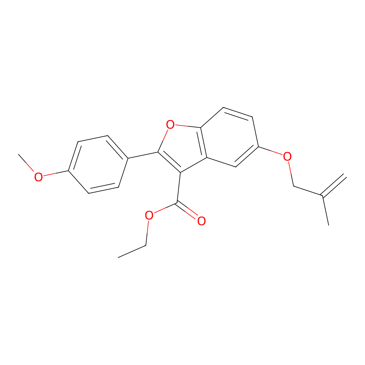 Ethyl 2-(4-methoxyphenyl)-5-[(2-methylprop-2-en-1-yl)oxy]-1-benzofuran-3-carboxylate molecular structure, CAS 384365-13-3