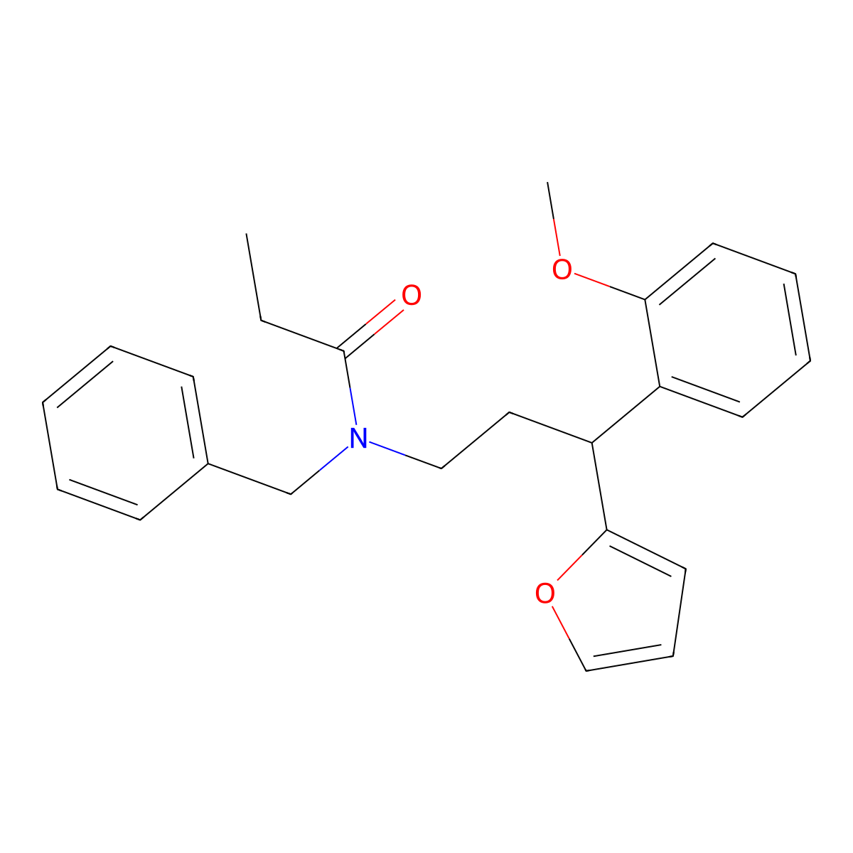 N-benzyl-N-[3-(furan-2-yl)-3-(2-methoxyphenyl)propyl]propanamide molecular structure, CAS 384365-22-4