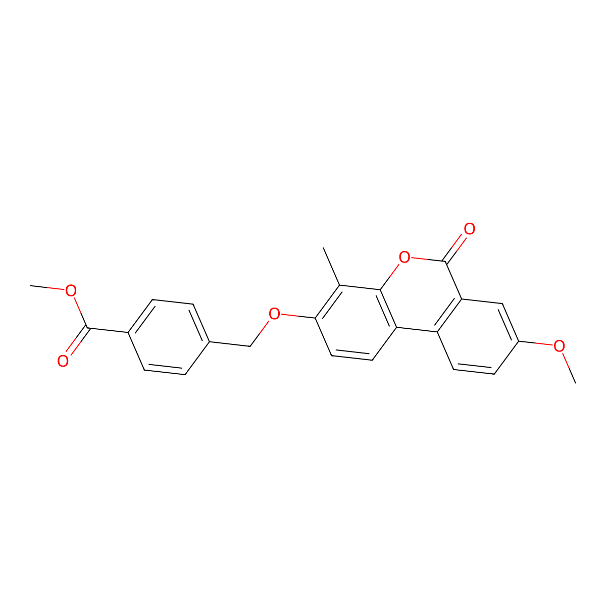 methyl 4-{[(8-methoxy-4-methyl-6-oxo-6H-benzo[c]chromen-3-yl)oxy]methyl}benzoate molecular structure, CAS 384365-30-4