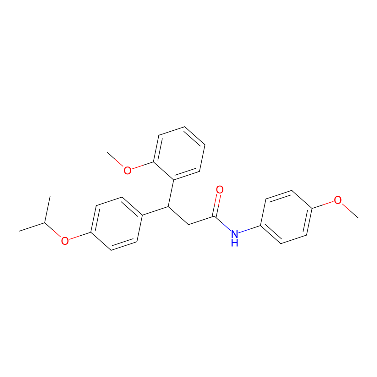 3-(2-methoxyphenyl)-N-(4-methoxyphenyl)-3-(4-propan-2-yloxyphenyl)propanamide molecular structure, CAS 384365-39-3