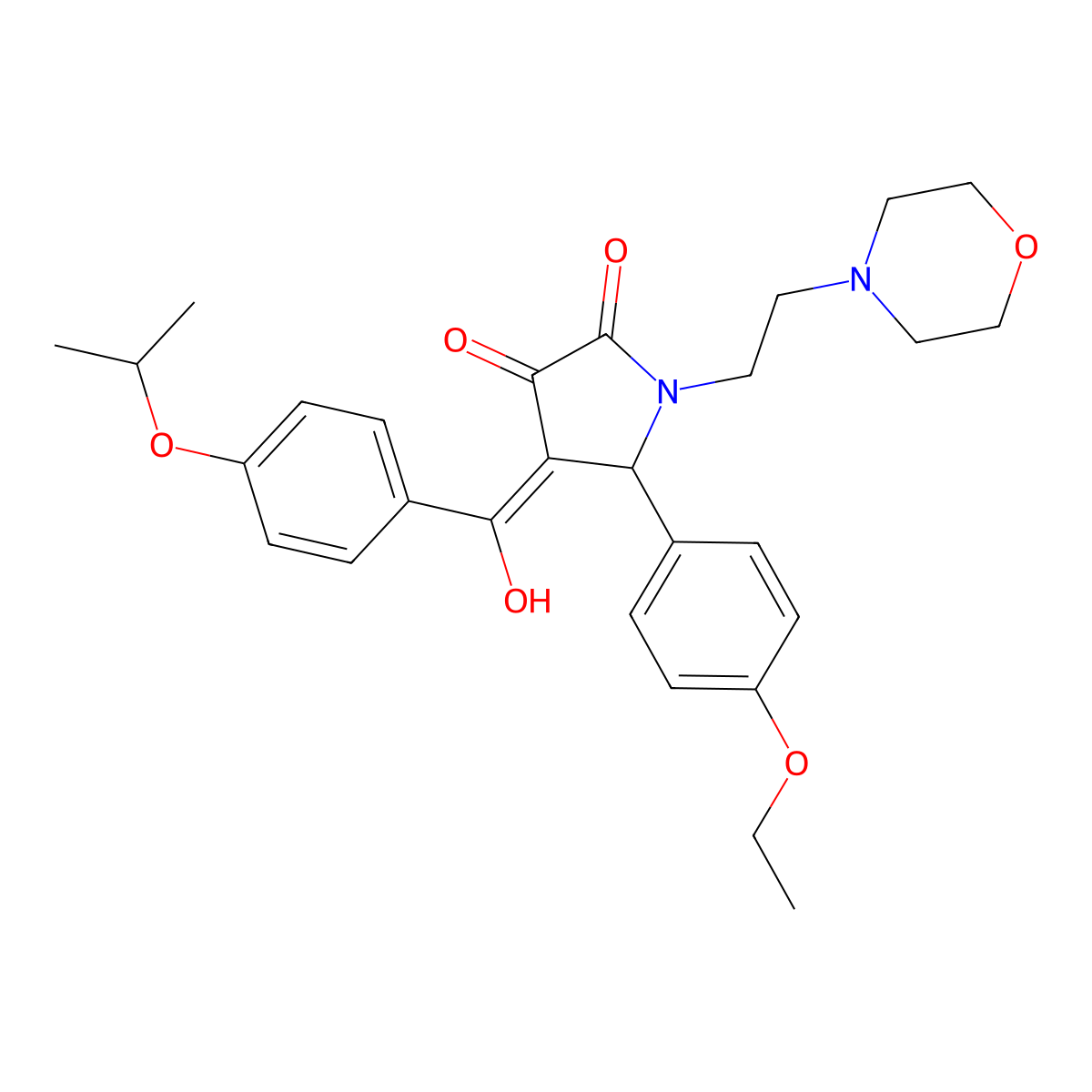5-(4-ethoxyphenyl)-3-hydroxy-1-[2-(morpholin-4-yl)ethyl]-4-[4-(propan-2-yloxy)benzoyl]-2,5-dihydro-1H-pyrrol-2-one molecular structure, CAS 384366-01-2