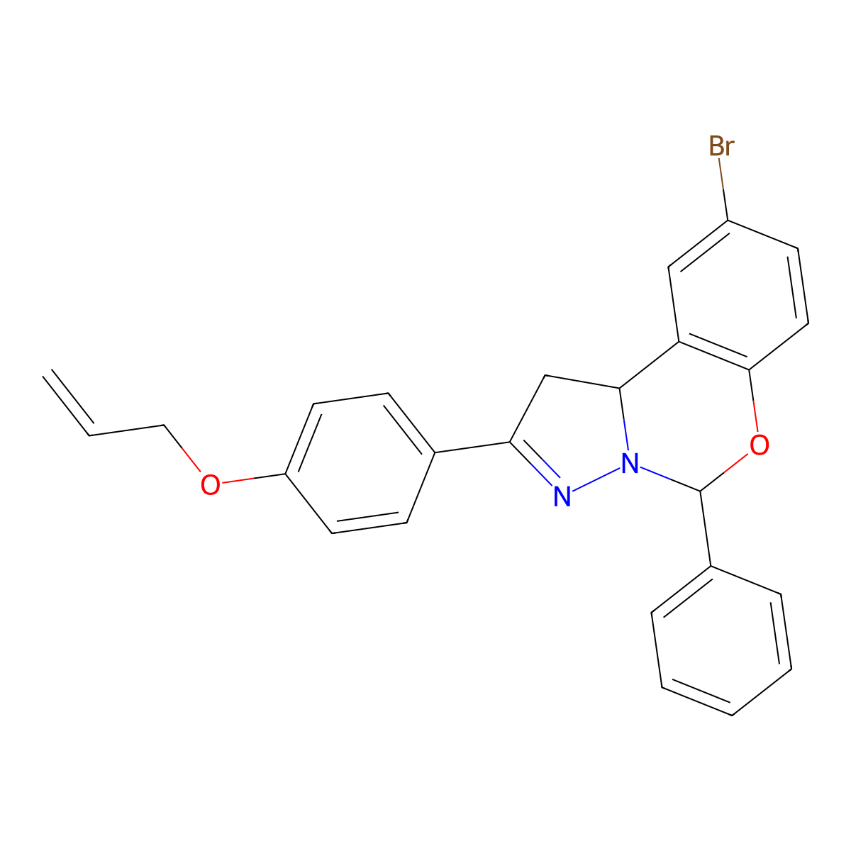 2-[4-(Allyloxy)phenyl]-9-bromo-5-phenyl-1,10b-dihydropyrazolo[1,5-c][1,3]benzoxazine molecular structure, CAS 384366-04-5