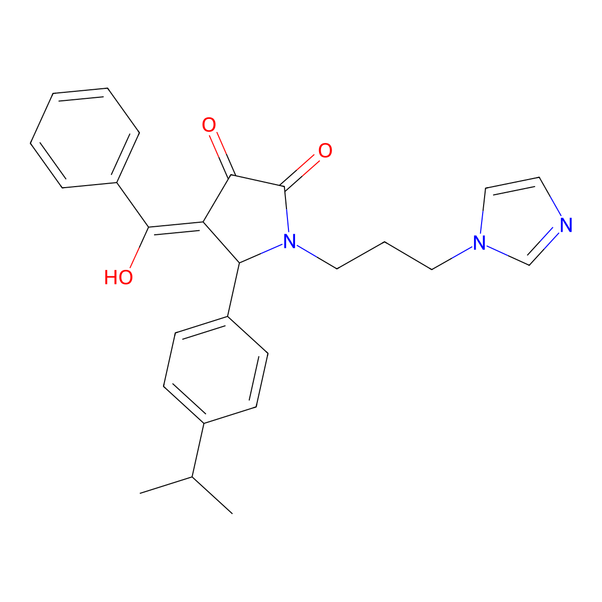 4-benzoyl-3-hydroxy-1-[3-(1H-imidazol-1-yl)propyl]-5-[4-(propan-2-yl)phenyl]-2,5-dihydro-1H-pyrrol-2-one molecular structure, CAS 384366-13-6