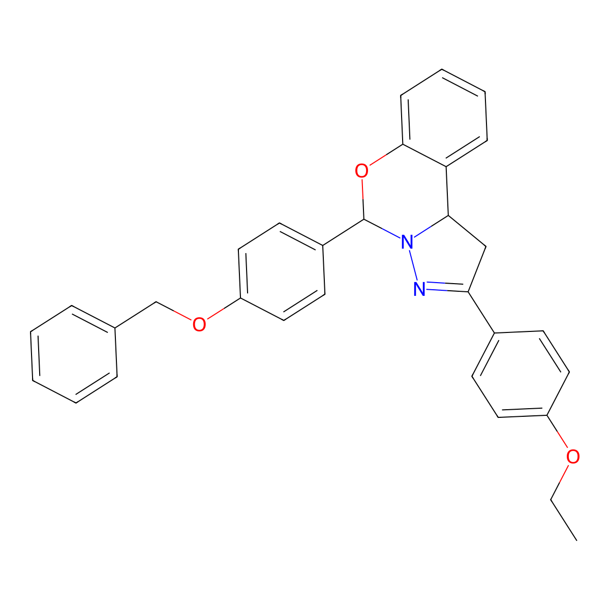 5-[4-(Benzyloxy)phenyl]-2-(4-ethoxyphenyl)-1,10b-dihydropyrazolo[1,5-c][1,3]benzoxazine molecular structure, CAS 384366-14-7