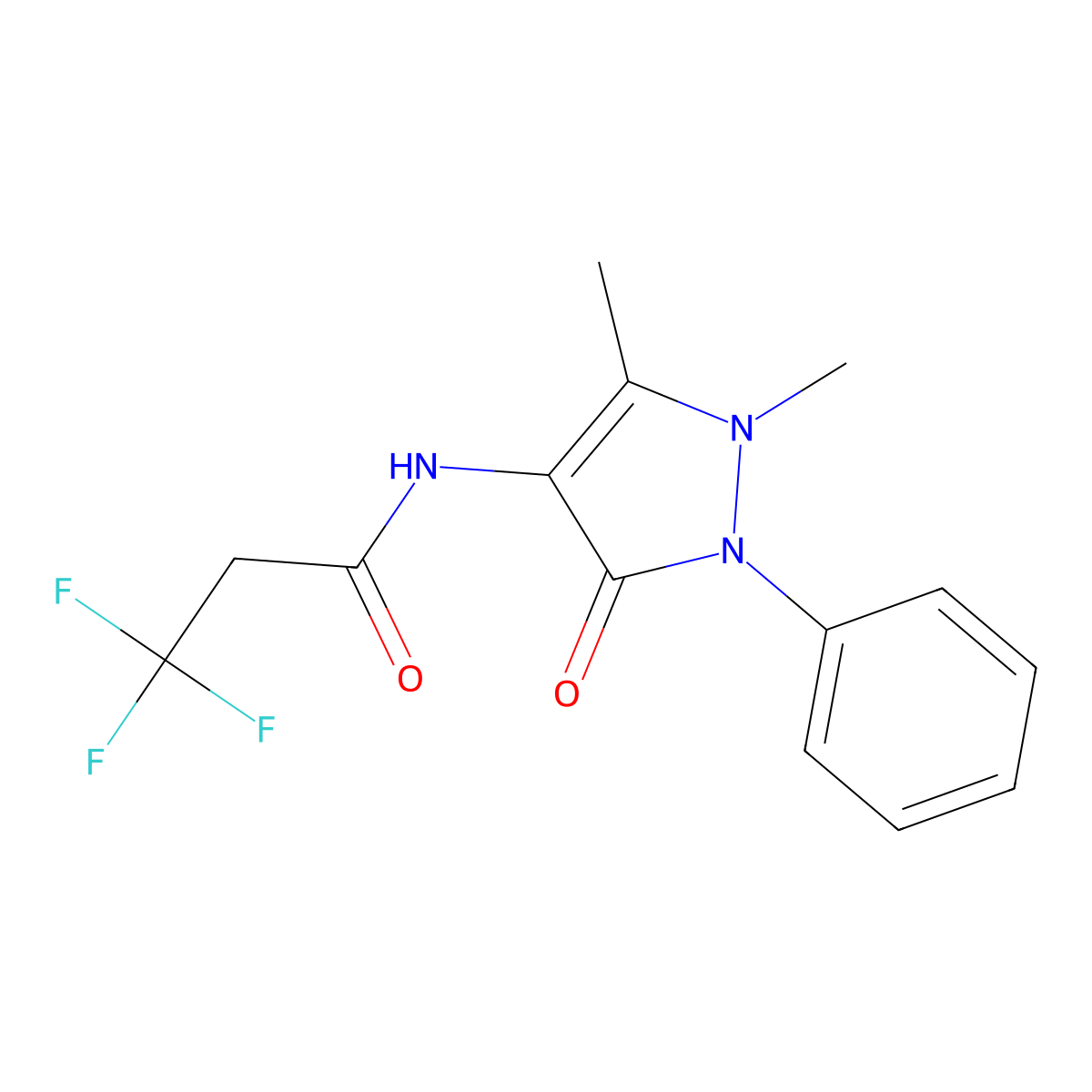 N-(1,5-dimethyl-3-oxo-2-phenylpyrazol-4-yl)-3,3,3-trifluoropropanamide molecular structure, CAS 384366-54-5