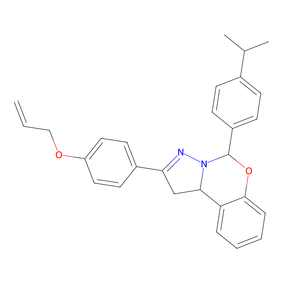 5-[4-(Propan-2-yl)phenyl]-2-[4-(prop-2-en-1-yloxy)phenyl]-1,10b-dihydropyrazolo[1,5-c][1,3]benzoxazine molecular structure, CAS 384367-13-9