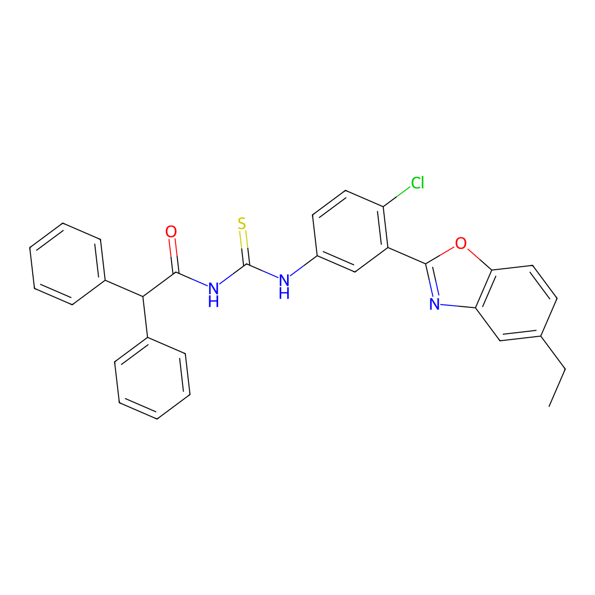 N-[4-chloro-3-(5-ethyl-1,3-benzoxazol-2-yl)phenyl]-N'-(diphenylacetyl)thiourea molecular structure, CAS 384367-36-6