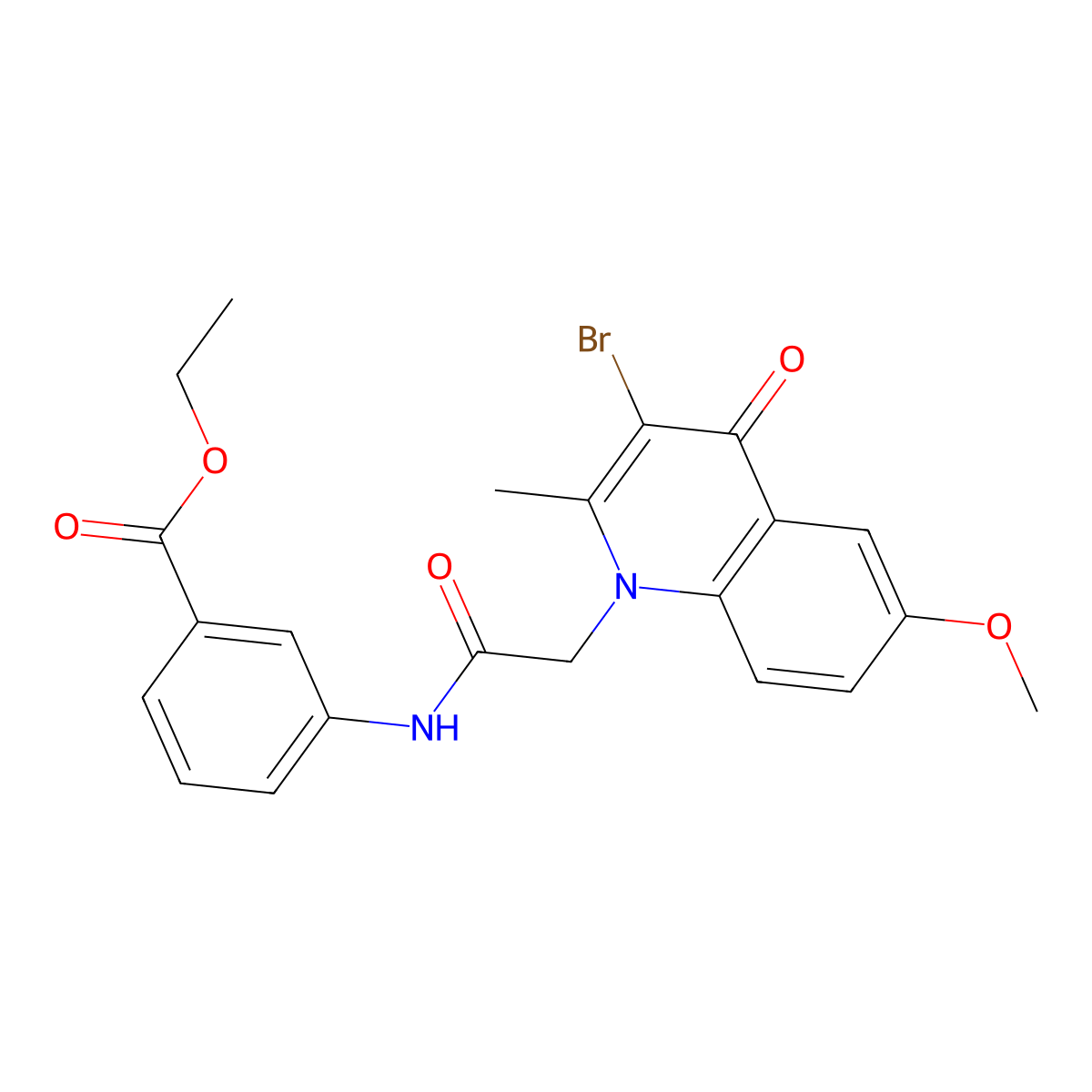 Ethyl 3-[[2-(3-bromo-6-methoxy-2-methyl-4-oxoquinolin-1-yl)acetyl]amino]benzoate molecular structure, CAS 384367-94-6
