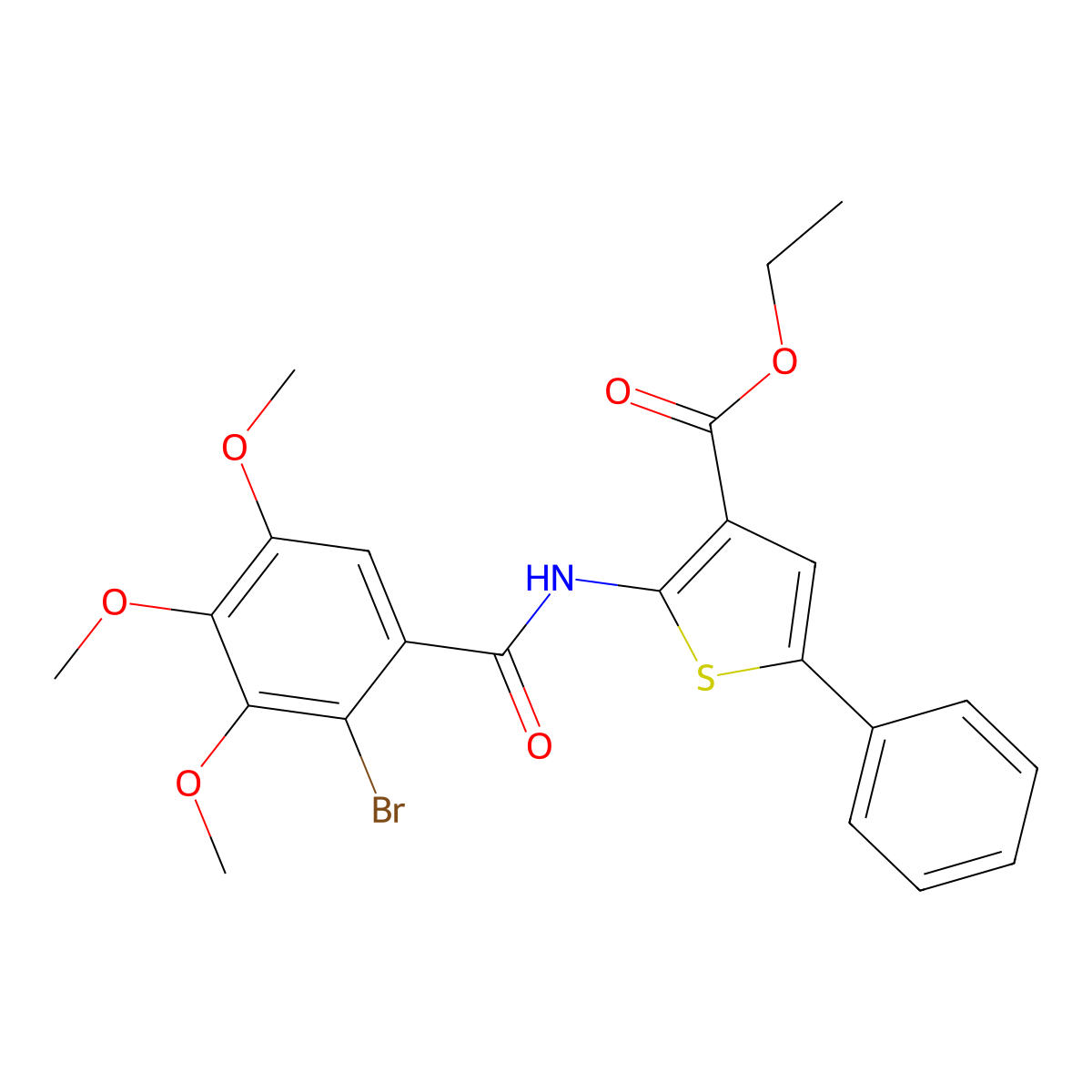 Ethyl 2-[(2-bromo-3,4,5-trimethoxybenzoyl)amino]-5-phenylthiophene-3-carboxylate molecular structure, CAS 384368-24-5