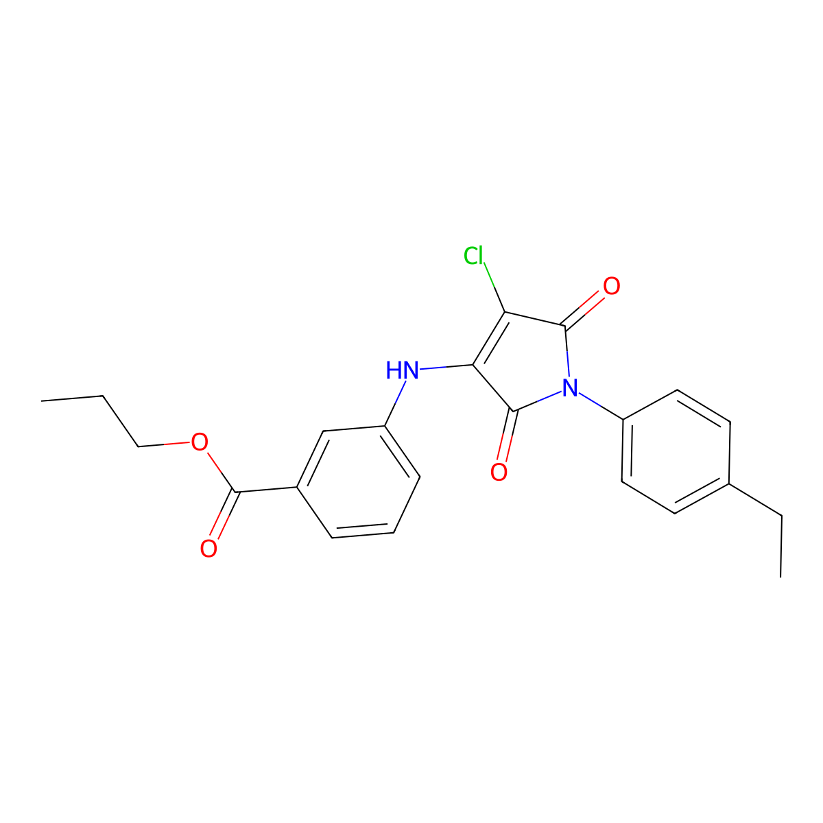 propyl 3-{[4-chloro-1-(4-ethylphenyl)-2,5-dioxo-2,5-dihydro-1H-pyrrol-3-yl]amino}benzoate molecular structure, CAS 384368-49-4